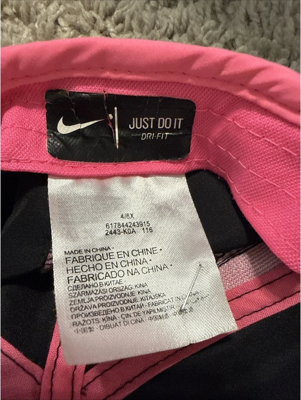 Nike Featherlight Dri Fit Black And Pink Girls Toddler Strapback Hat Cap